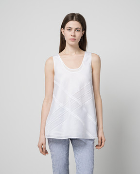 Max Mara White EBRIDI top with lace EBRIDI
