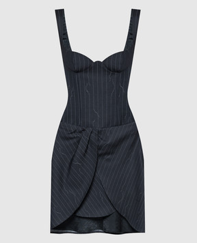 Off-White Gray dress with striped wool OWDB528S24FAB001