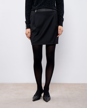 Peserico Black wool skirt with monil chain E05631B5815
