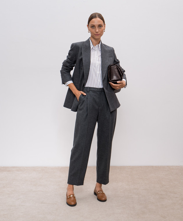 Brunello Cucinelli - Gray pants made of wool and cashmere