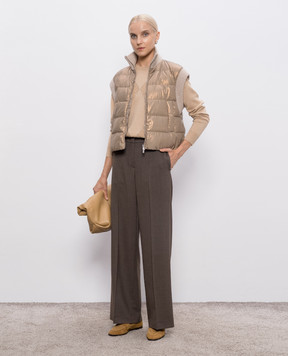 Peserico Beige down vest with shiny texture A034485621A
