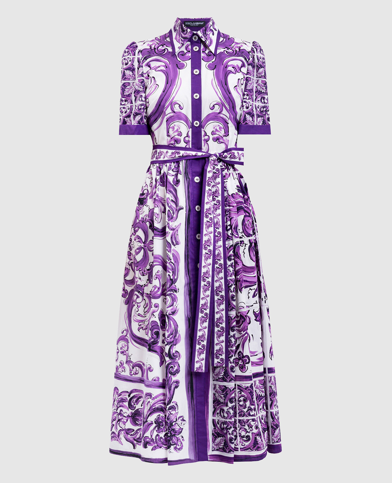 White printed midi shirt dress Dolce&Gabbana