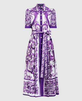 Dolce&Gabbana White printed midi shirt dress F6JFNTFI5JP