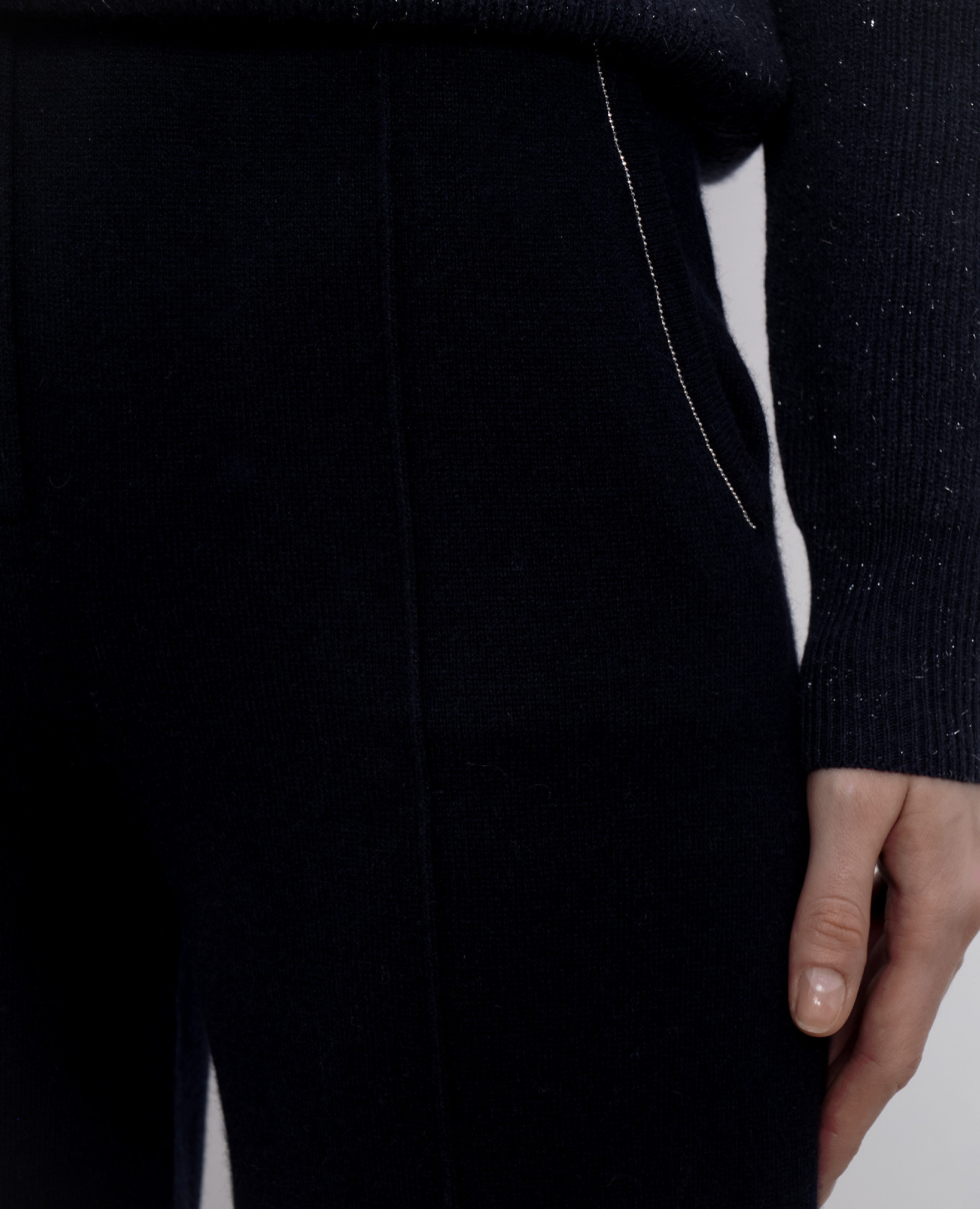 

Blue wool, silk and cashmere trousers with monil chain Peserico