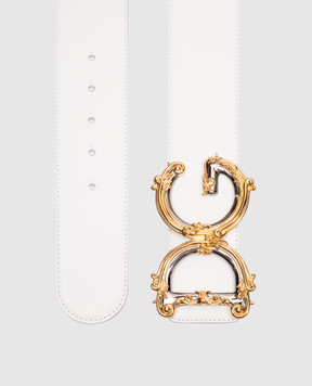 Dolce&Gabbana White leather belt with monogram logo BE1336AZ831