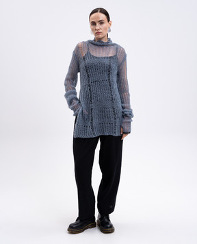 Y`S Yamamoto Blue openwork sweater with wool YMK05681