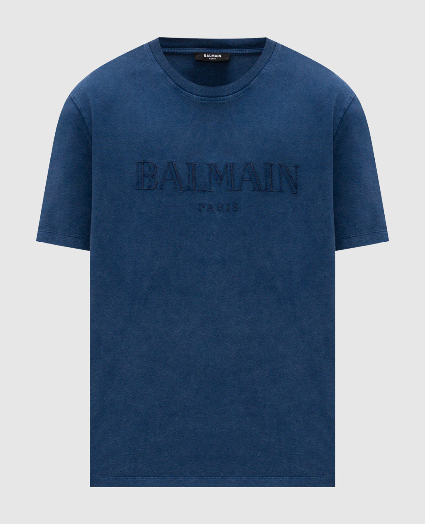 Blue T-shirt with embroidered logo Balmain