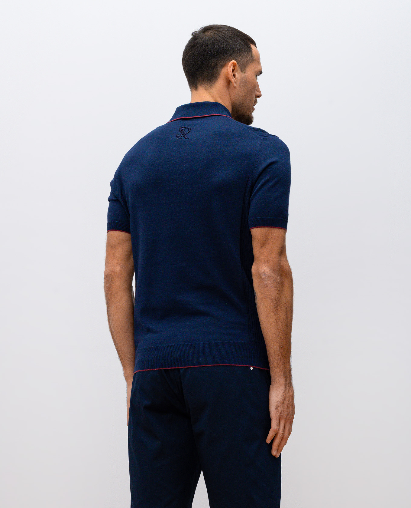 

Blue polo shirt with monogram embroidery Stefano Ricci