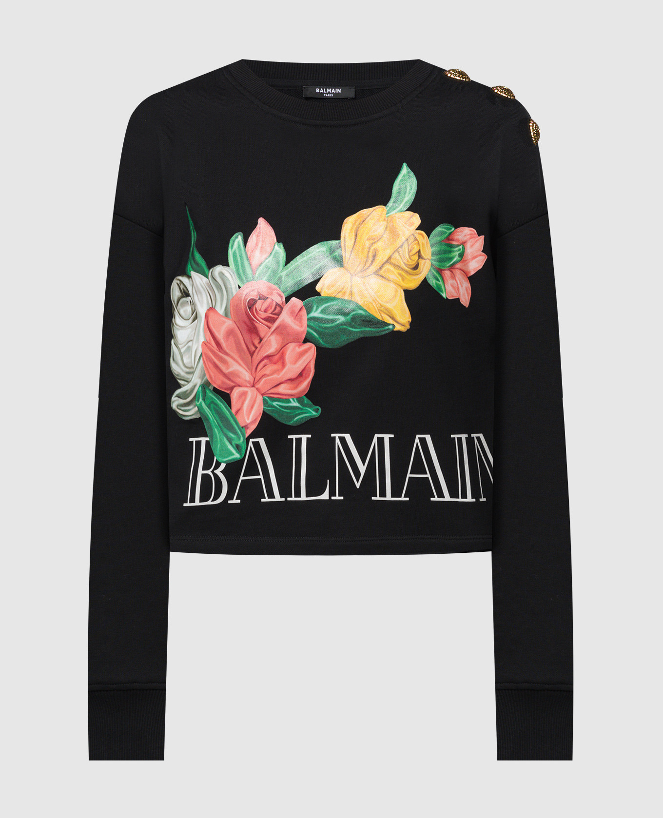 

Black sweatshirt with Rose print Balmain