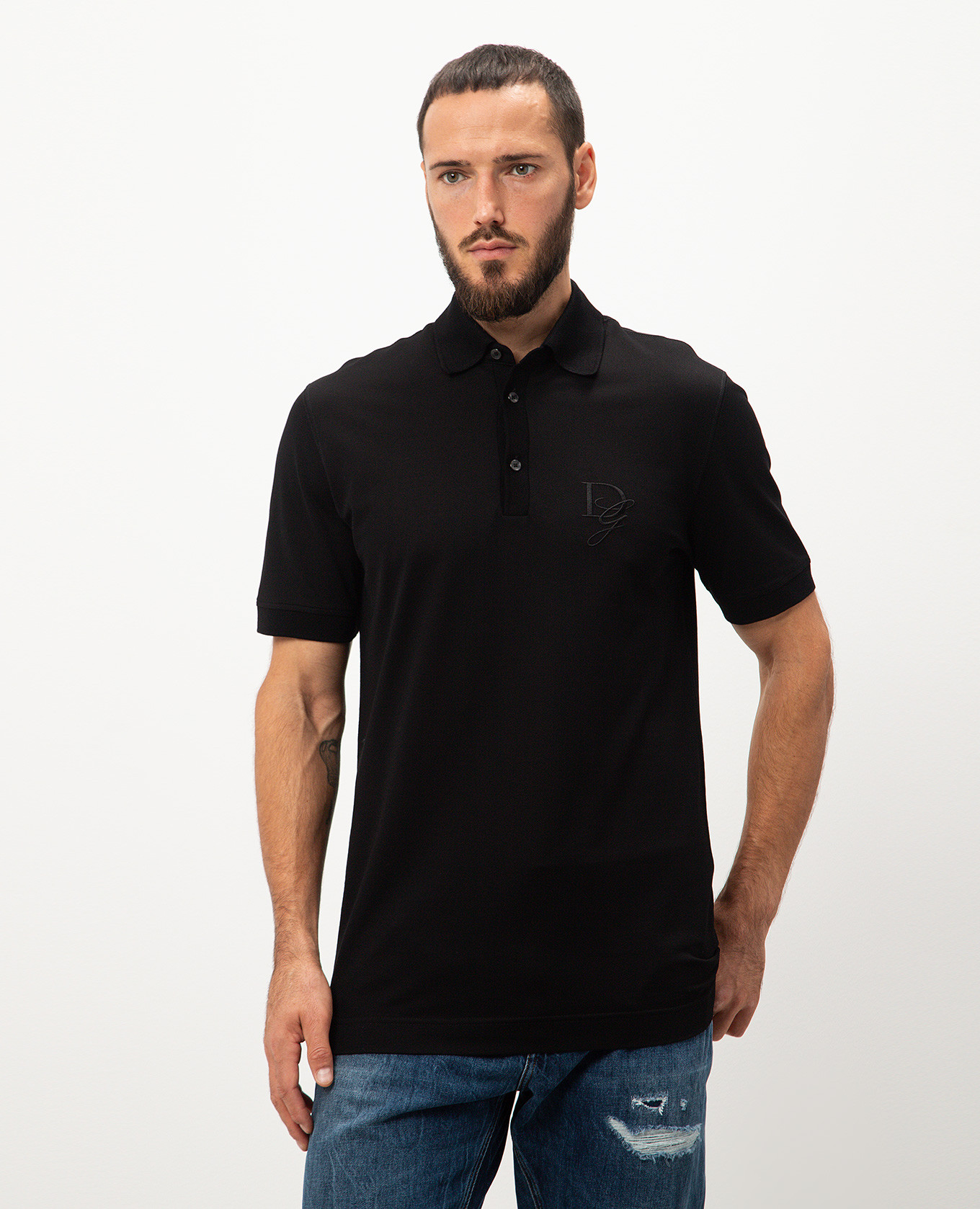 

Black polo with DG logo embroidery Dolce&Gabbana