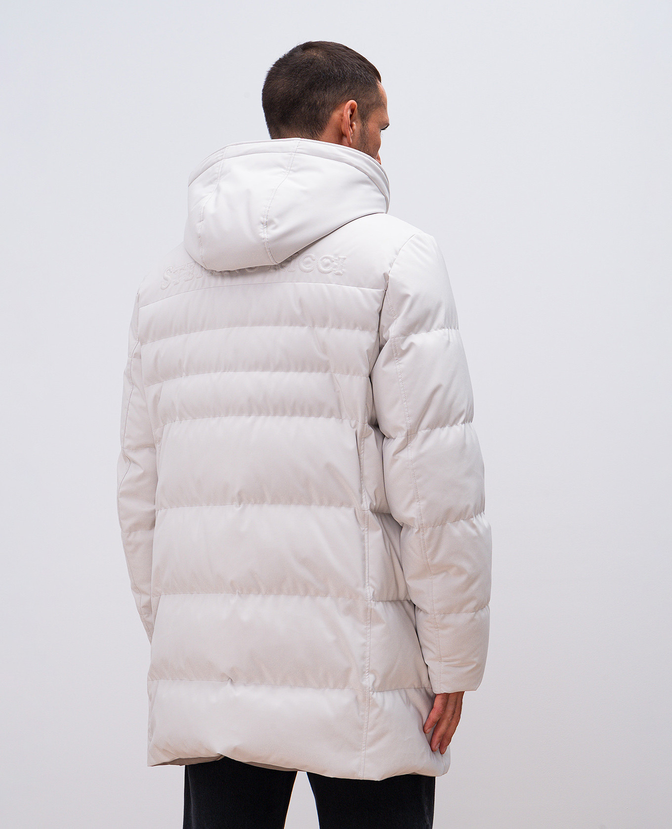 Gray down jacket with logo stitching Stefano Ricci 4