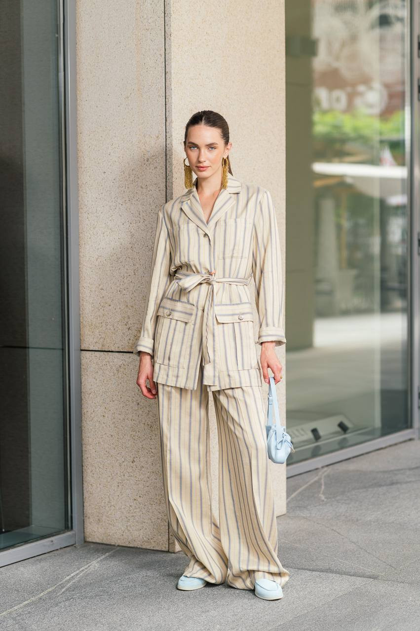 

INN beige jacket with striped linen Max & Co