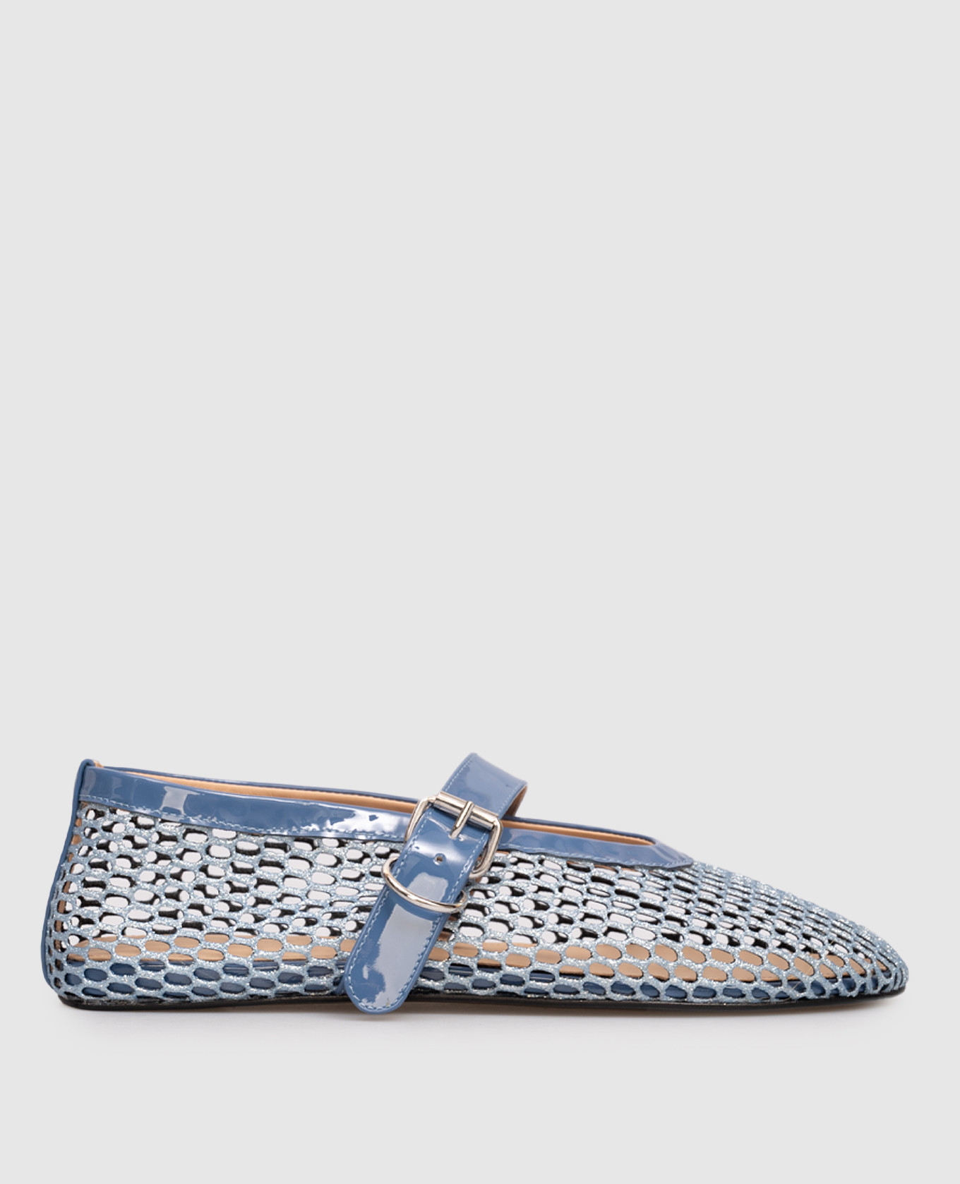 

Blue openwork ballet flats with glitter Babe Pay Pls, Light blue