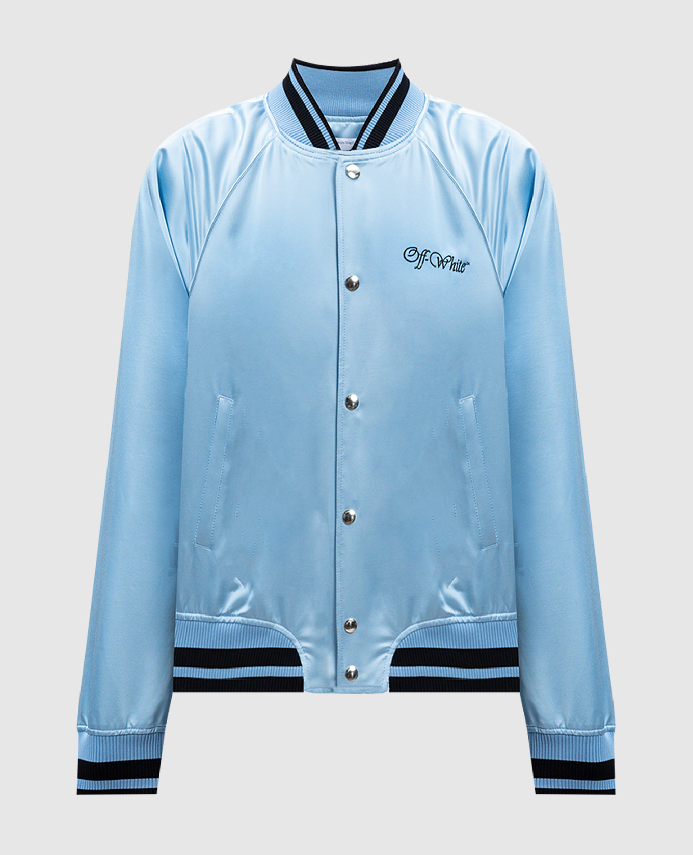 Off-White Blue bomber jacket with contrasting…