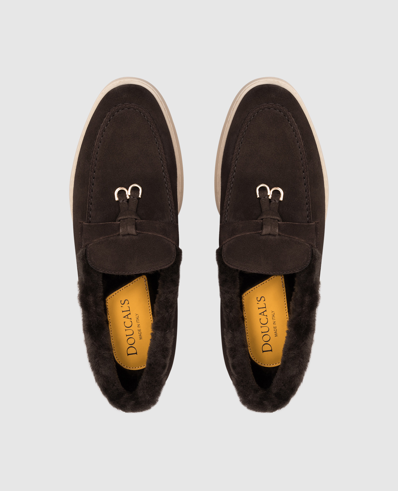 

Brown suede loafers with fur trim Doucal's