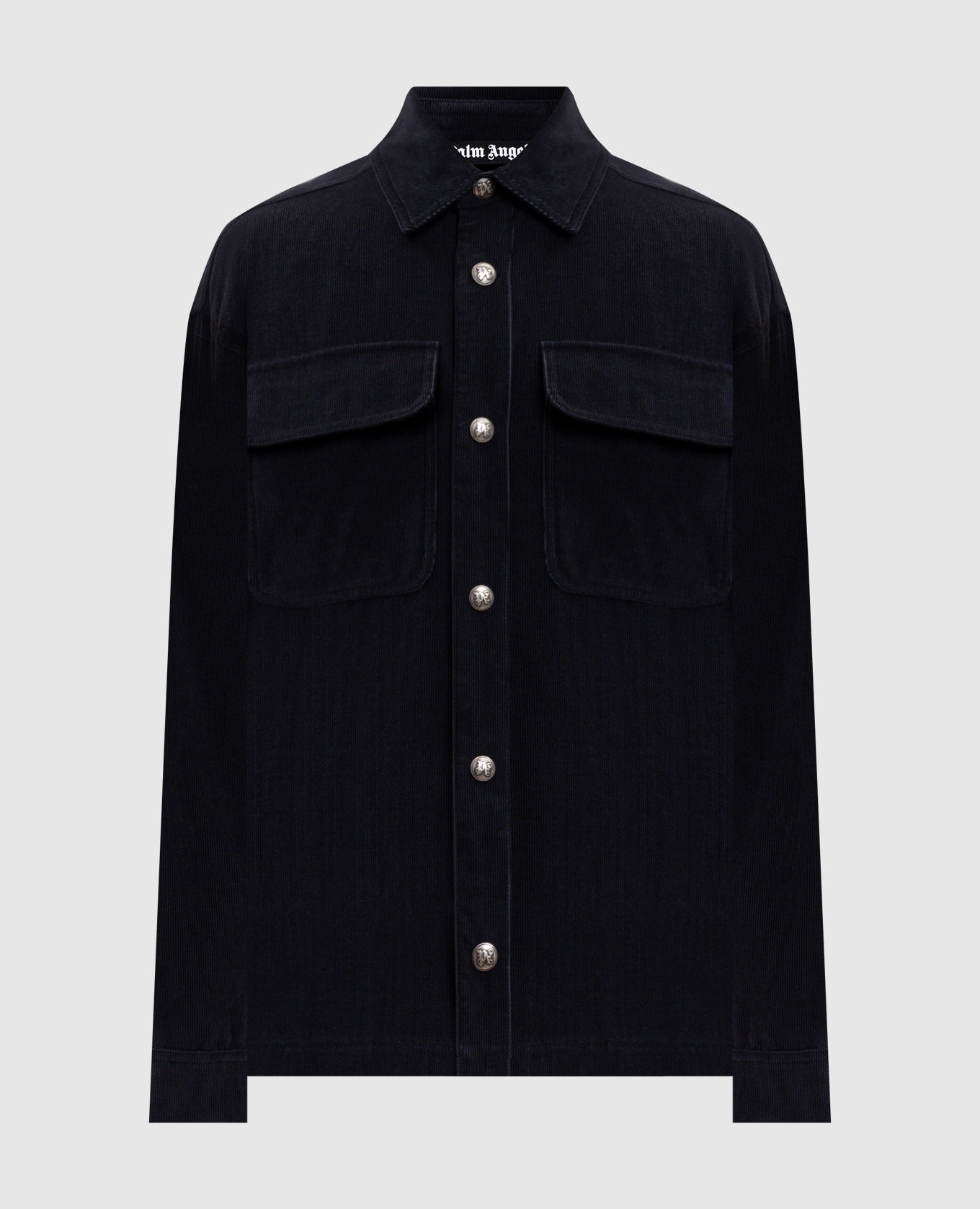 Black corduroy shirt with logo embroidery Palm Angels
