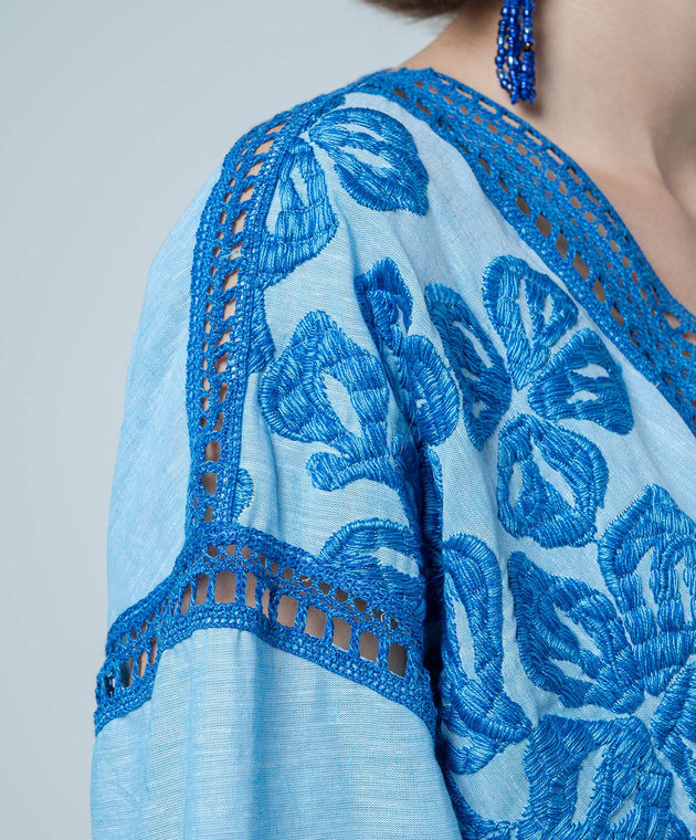 Ermanno Scervino - Blue linen dress with lace D444Q303LZS - shop