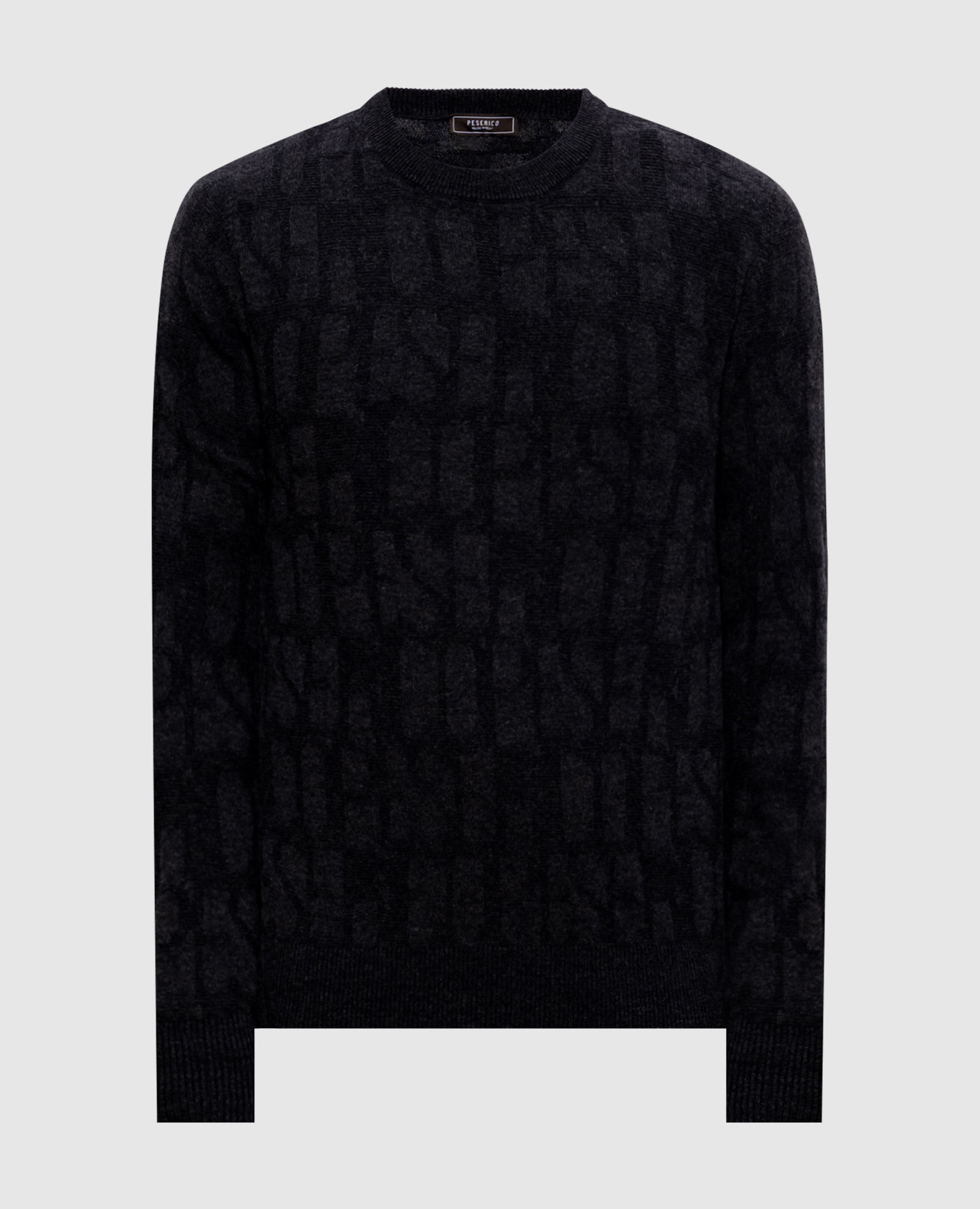 Gray wool and cashmere patterned sweater