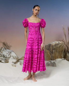 Charo Ruiz Spiana pink shirt dress with broderie embroidery 243624