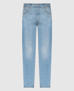 Brunello Cucinelli Blue jeans with leather logo patch M0Z37D3210