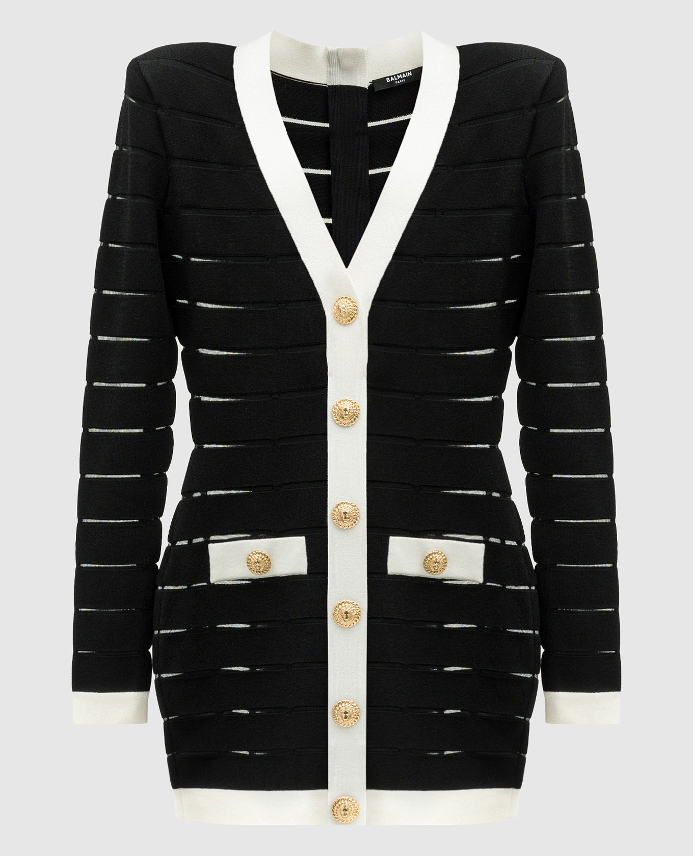 

Black mini dress with accent shoulders Balmain