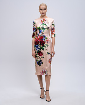Dolce&Gabbana Beige floral print midi dress F6EAJTFSIB5