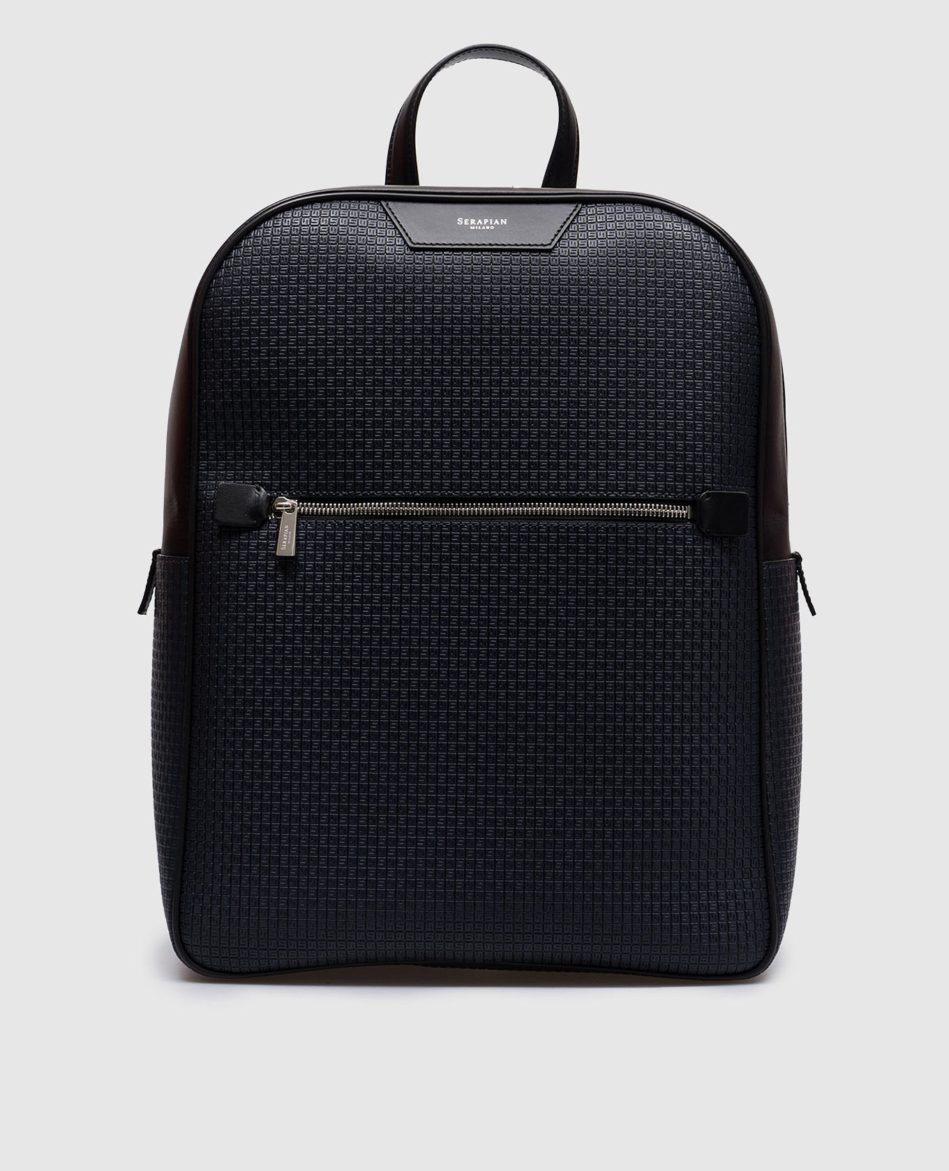 

Blue leather backpack with logo Serapian