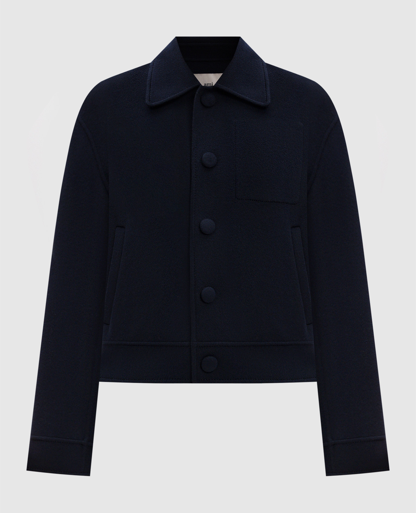 Blue logo wool and cashmere jacket ami paris
