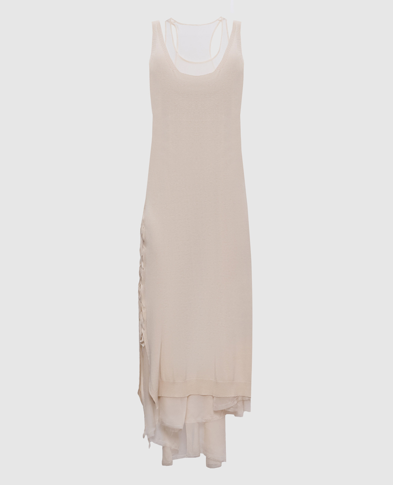 

Beige silk dress with double construction Masnada