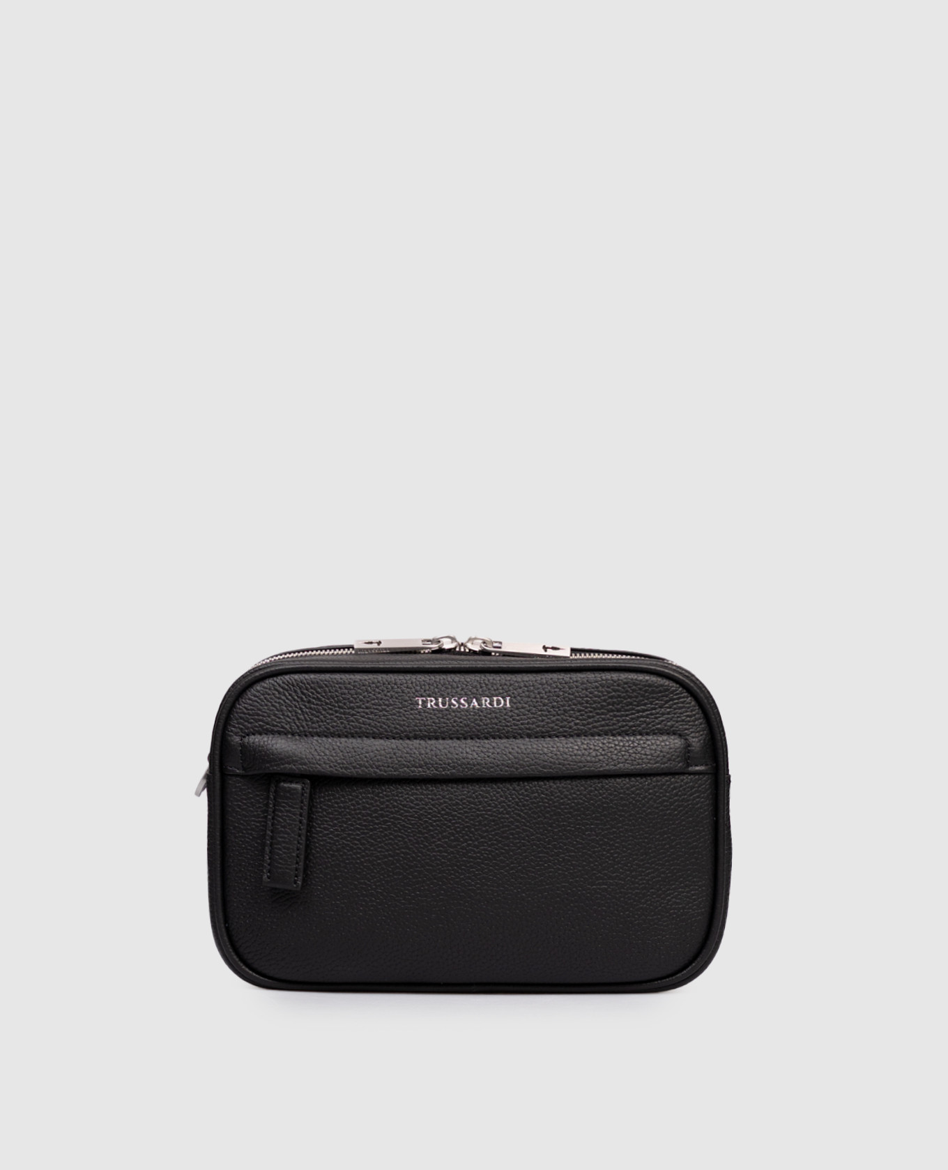 

Black leather bag with logo Trussardi