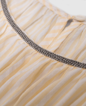 Brunello Cucinelli Children's yellow dress with a monil chain made of ekolatuny BH774A042C