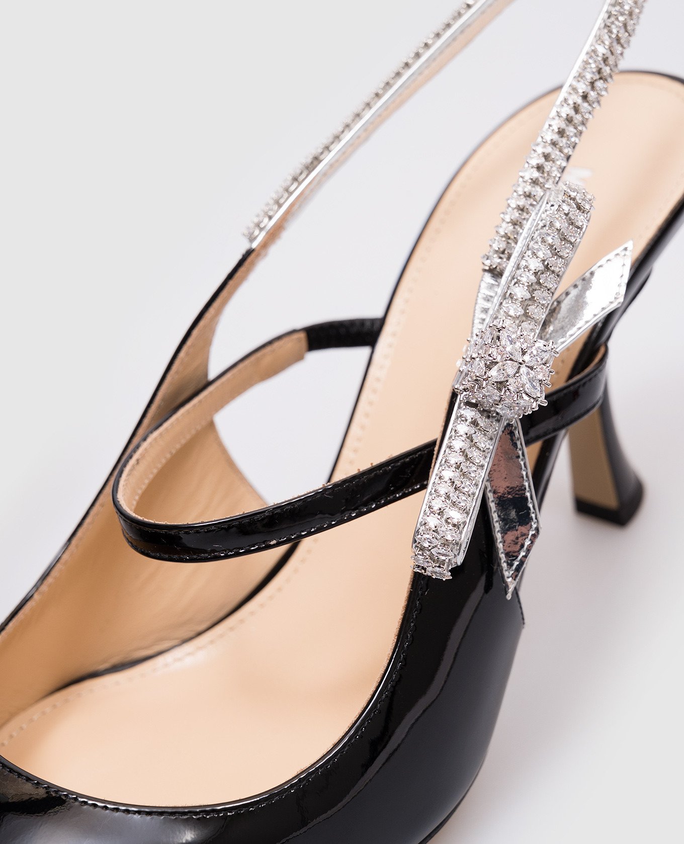 

Black patent leather slingbacks with crystals Mach&Mach