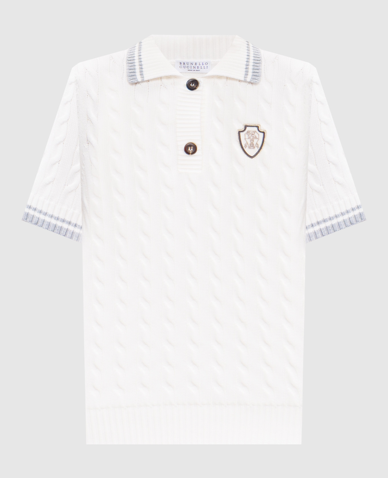 

White polo with logo patch Brunello Cucinelli