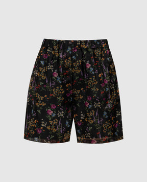 Max Mara Black NORDICA shorts made of silk with a floral print NORDICA