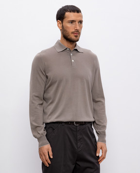 Brunello Cucinelli Brown wool and cashmere polo shirt M2400295