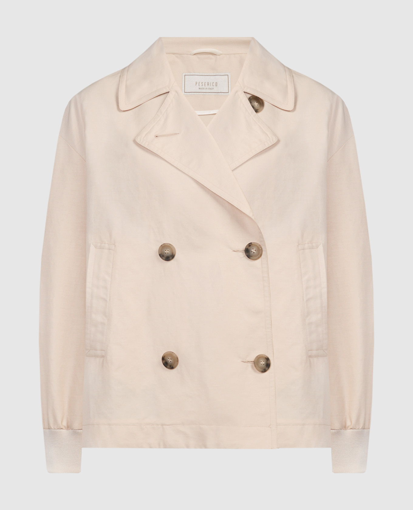 

Beige double-breasted jacket with monil chain Peserico