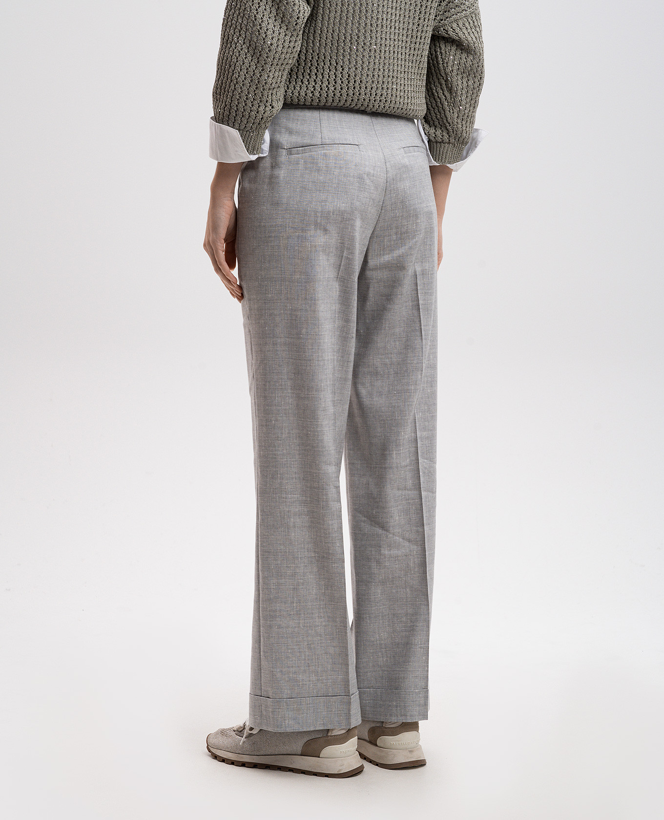 

Gray linen and wool trousers Peserico, Grey
