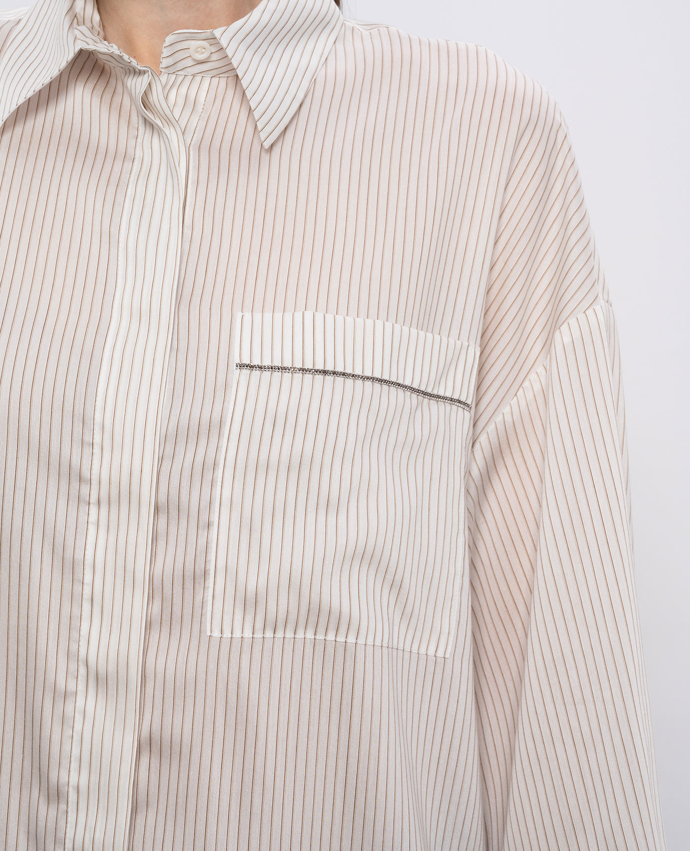 

Beige striped shirt with silk Peserico