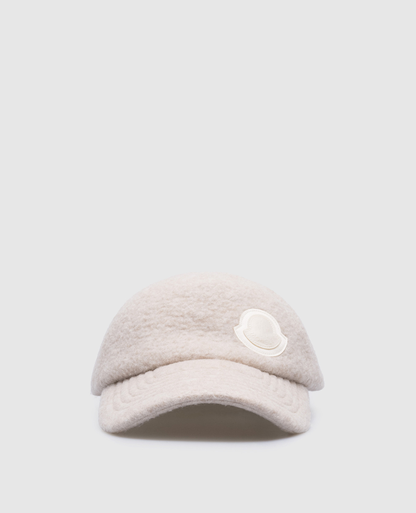 

Beige wool cap with logo patch Moncler