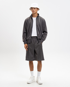 Palm Angels Grey shorts with contrast logo PMCL00AF25FAB001