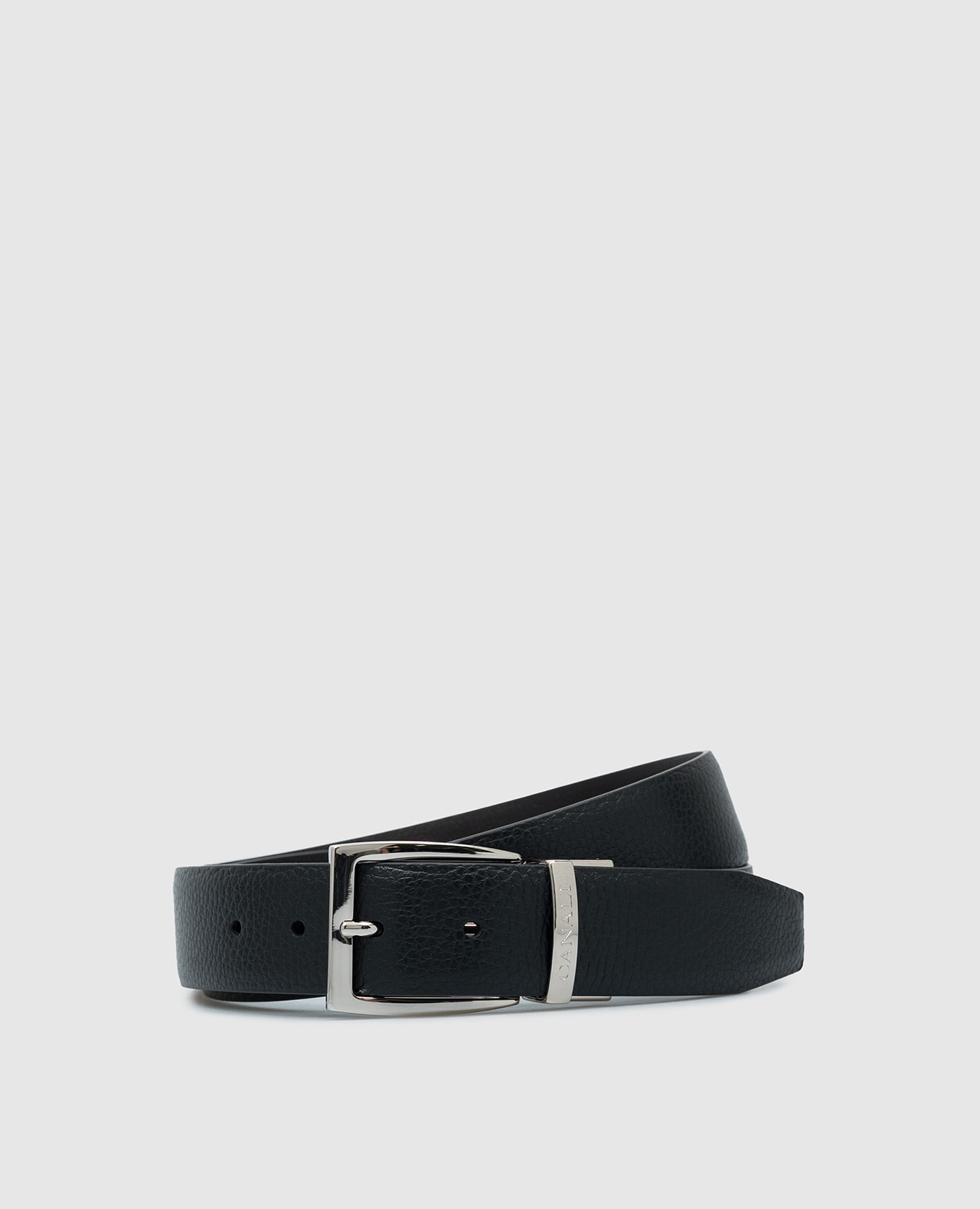 

Black leather strap with logo engraving Canali, Черный