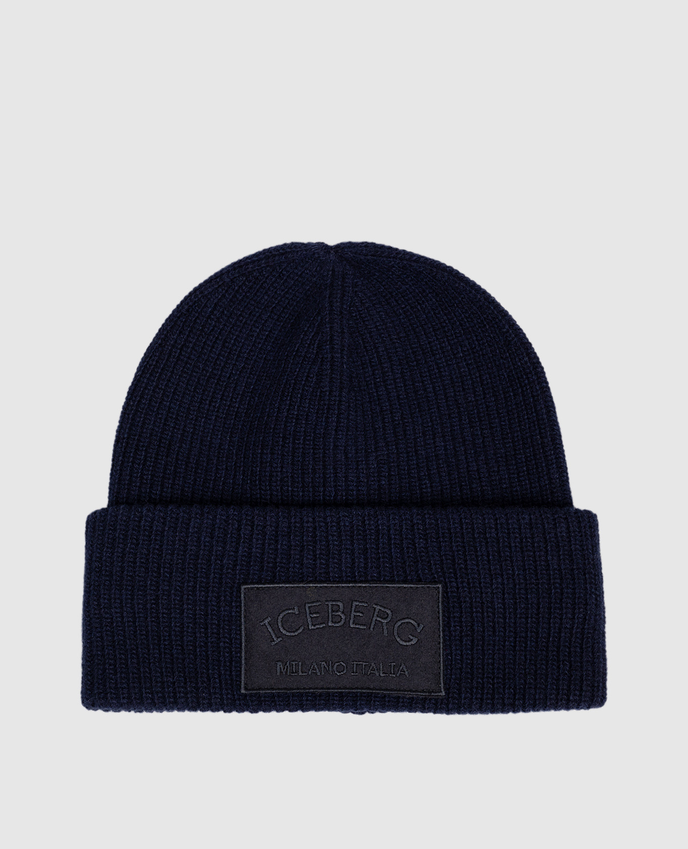 Blue wool hat with logo patch Iceberg