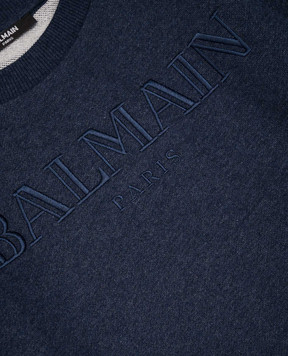 Balmain Children's blue sweatshirt with logo embroidery BX4B80Z3303610