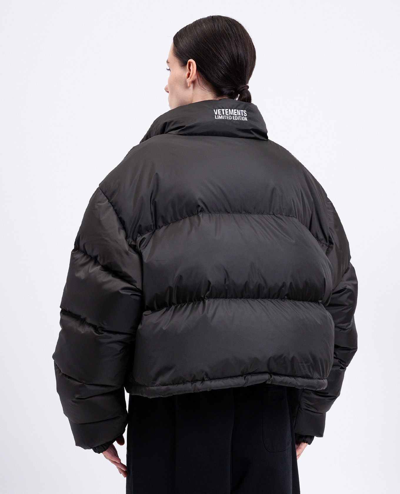 

Grey down jacket with logo embroidery Vetements