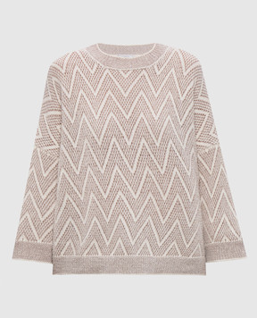 Peserico White wool sweater with geometric pattern A99337F059288D