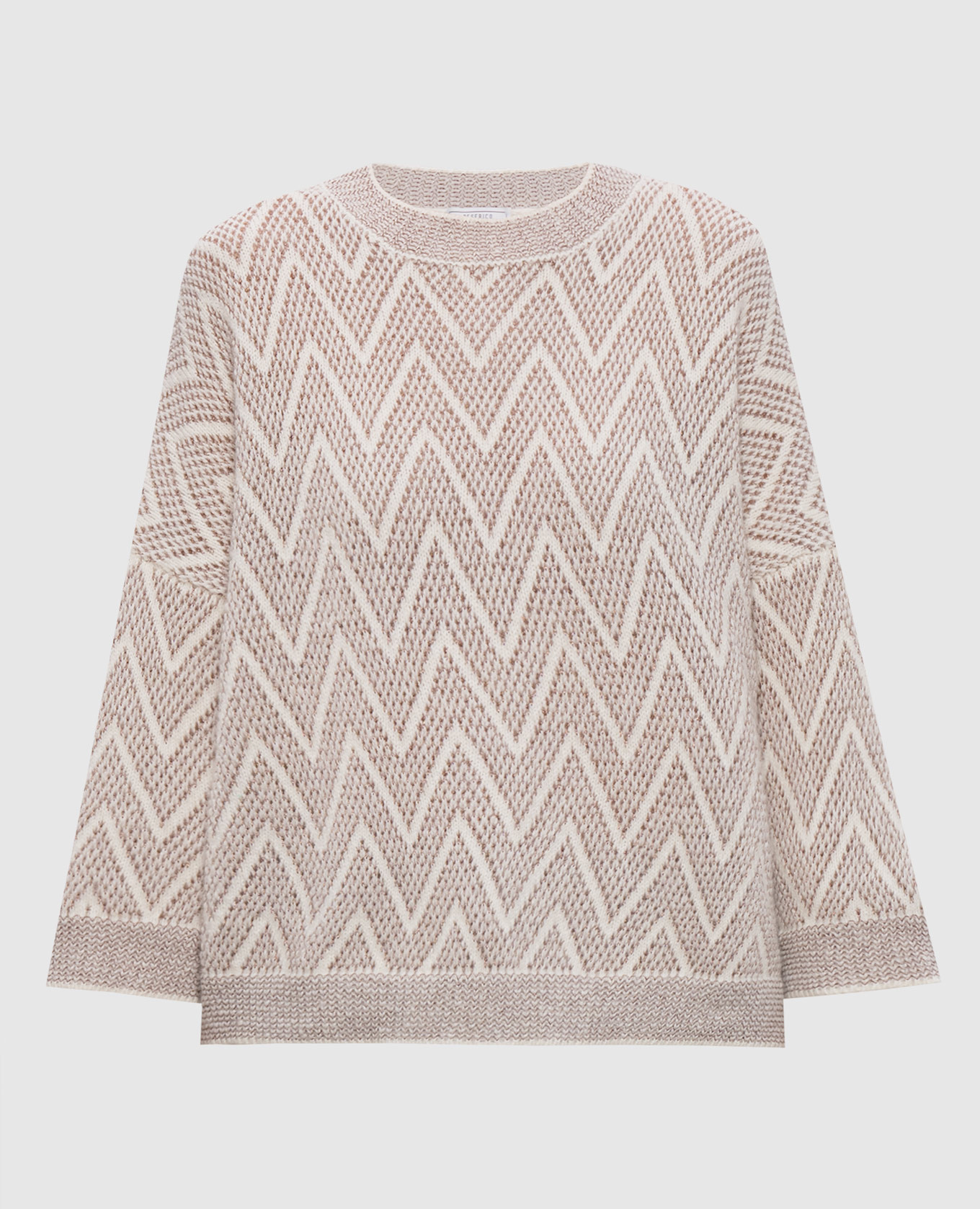 

White wool sweater with geometric pattern Peserico
