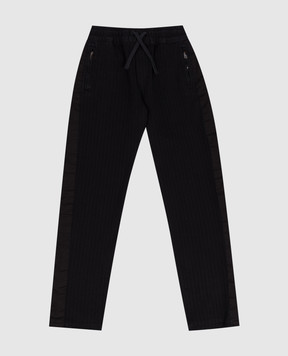 Dolce&Gabbana Children's black pants in a stripe with a logo L43P23LY093