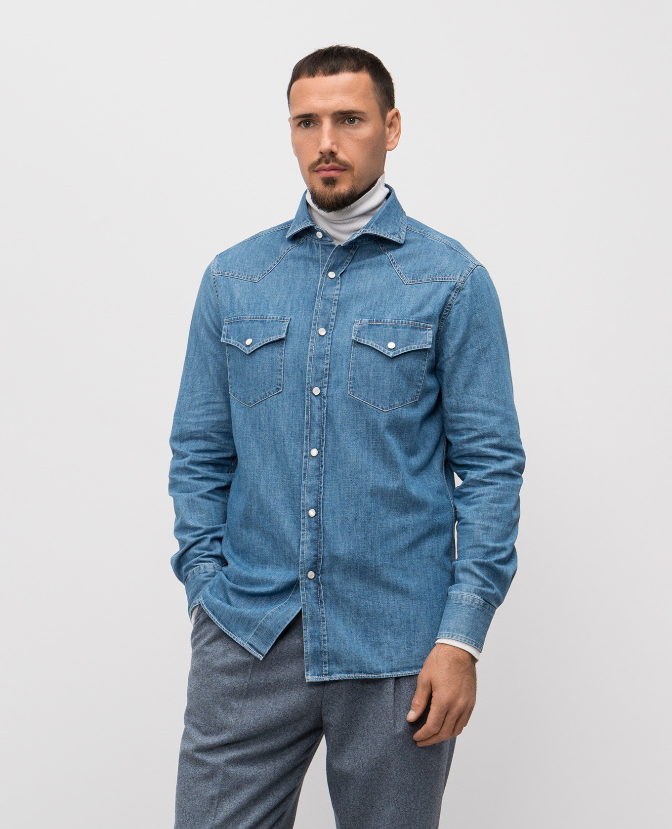

Blue denim shirt Brunello Cucinelli