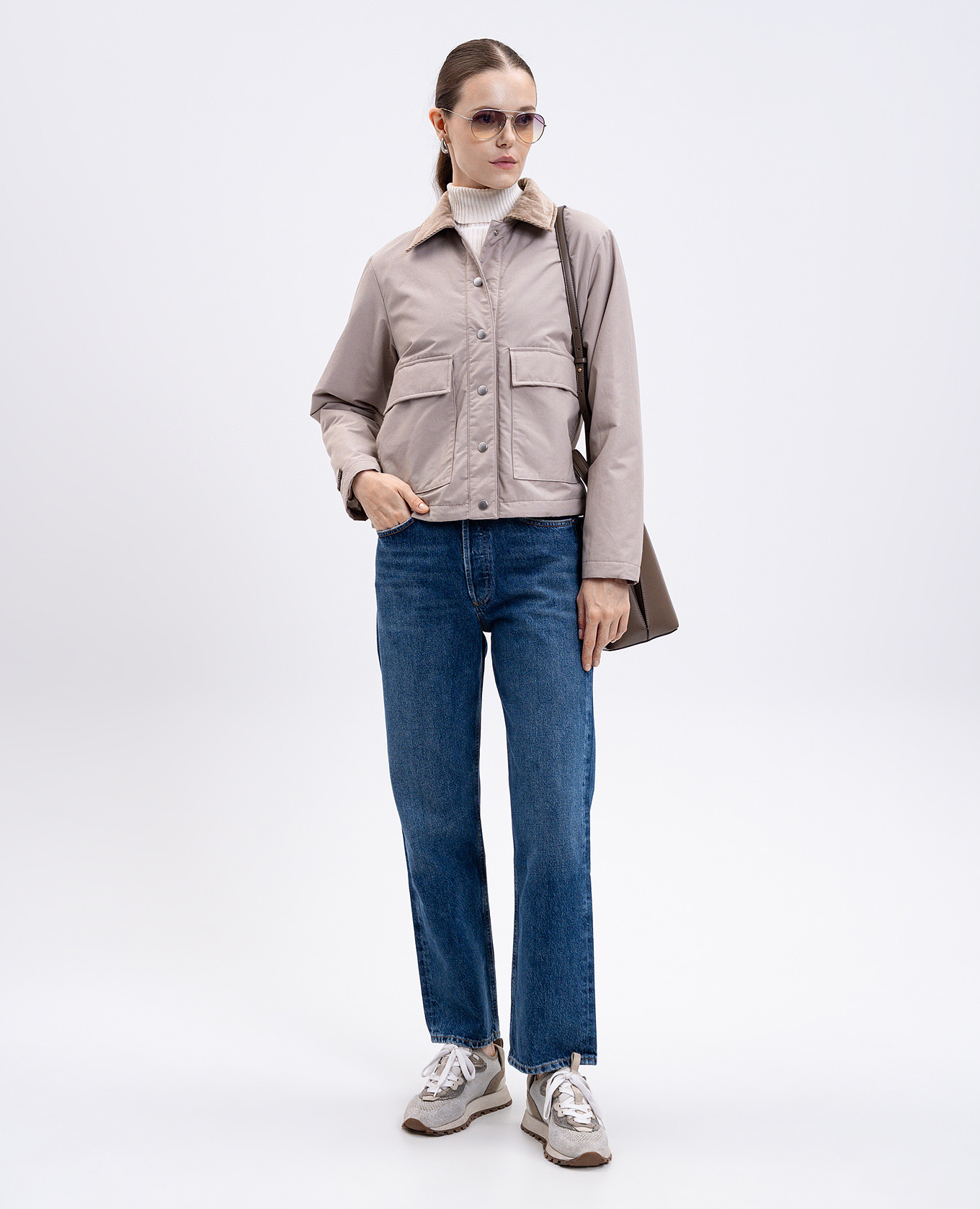 

Beige jacket with patch Peserico