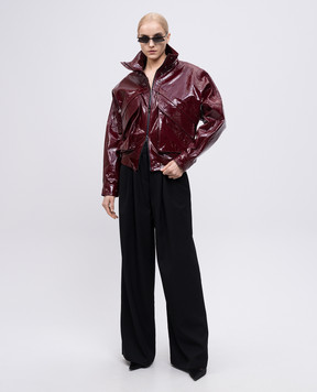 Magda Butrym Burgundy patent leather jacket with a harvester effect LEATHER08JACKET126425